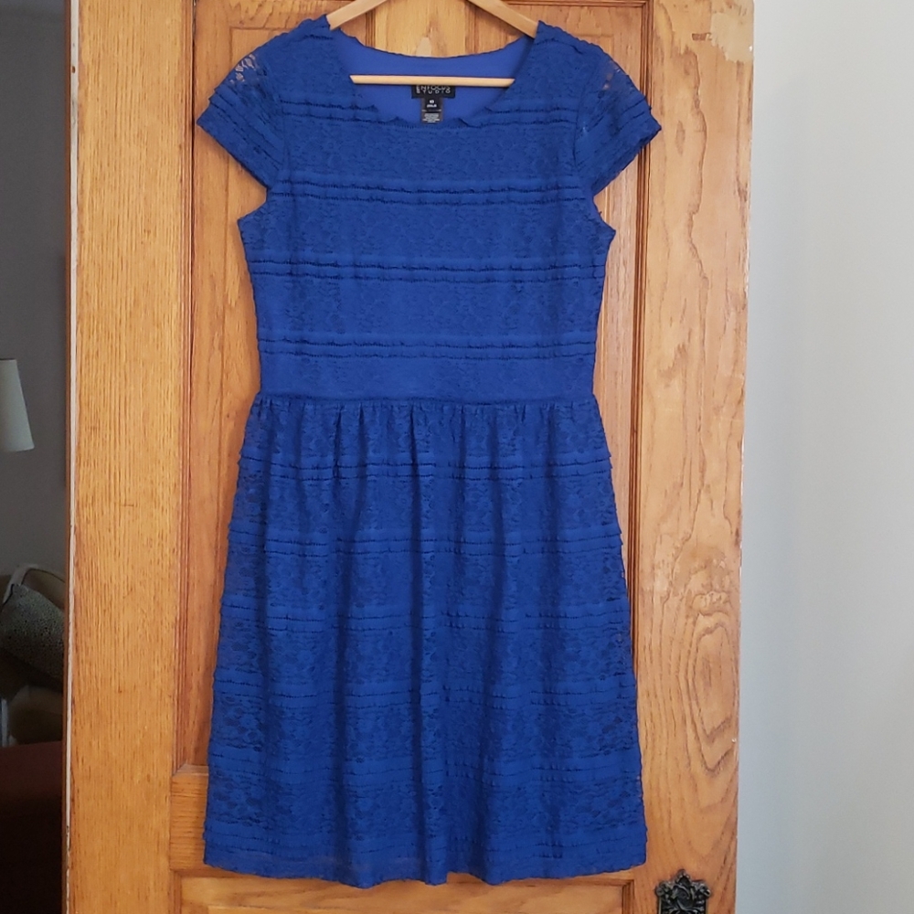 Blue cap sleeve dress